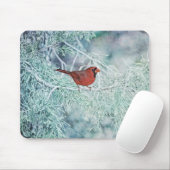 Red Kardinal Bird Winter Art Mouse Pad Mousepad (Mit Mouse)