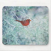 Red Kardinal Bird Winter Art Mouse Pad Mousepad (Vorne)
