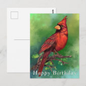 Red Kardinal Birthday Card Postkarte (Vorne/Hinten)