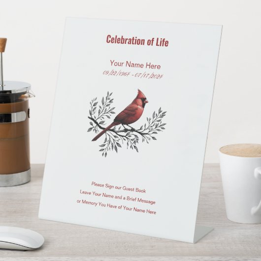 Red Kardinal Bitte Unterschreiben Sie das Gästebuc Sockelschild (In Situ)