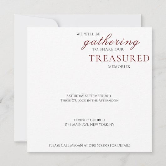 Red Kardinal Celebration of Life Foto Einladung (Rückseite)