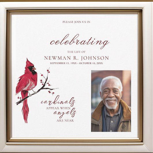 Red Kardinal Celebration of Life Foto Einladung