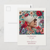 Red Kardinal Celebration of Life FOTO Postkarte (Vorne/Hinten)