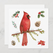 Red Kardinal Christmas Nature Illustration Feiertagskarte (Vorne/Hinten)