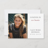 Red Kardinal Foto Beerdigung Danke Karte (Rückseite)