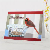 Red Kardinal Happy Birthday Card Karte (Gelbe Blume)