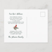 Red Kardinal Holiday Gruß von New Zuhause Ankündigungspostkarte (Rückseite)