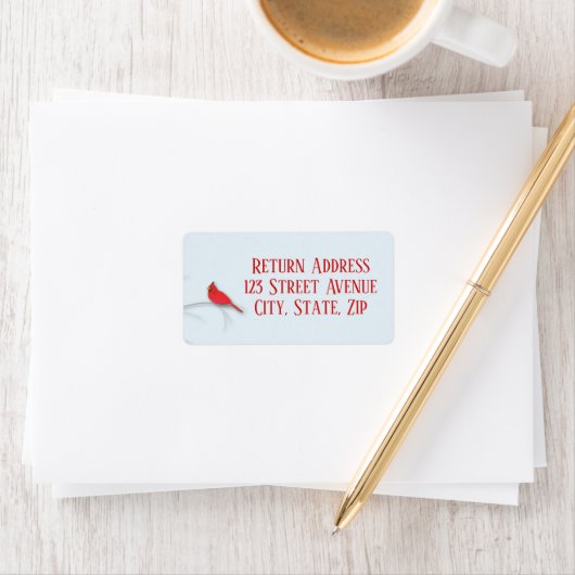 Red Kardinal Holiday Mailing Label Adressaufkleber (Insitu)
