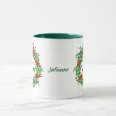 Red Kardinal Holiday Wreath Personalisiert Tasse (Zentrum)