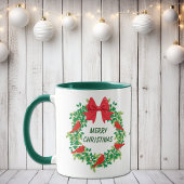 Red Kardinal Holiday Wreath Personalisiert Tasse
