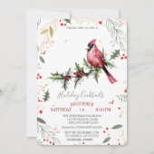 Red Kardinal Holly Berry Company Weihnachten Einladung (Vorderseite)
