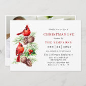 Red Kardinal Holly Berry Holiday CHRISTMAS EVE Einladung (Vorne/Hinten)