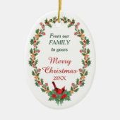 Red Kardinal Holly Christmas Cookie Keramik Ornament (Vorne)