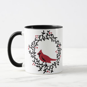 RED KARDINAL in BERRY WREATH Tasse
