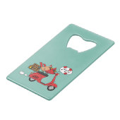 Red Kardinal Lovers on Scooter Geldbeutel Flaschenöffner (Vorderseite Schrägansicht)