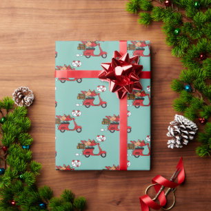 Red Kardinal Lovers on Scooter Geschenkpapier