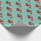 Red Kardinal Lovers on Scooter Geschenkpapier (Ecke)