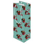 Red Kardinal Lovers on Scooter Geschenktüte Für Weinflaschen (Rückseite Schrägansicht)