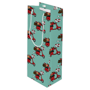 Red Kardinal Lovers on Scooter Geschenktüte Für Weinflaschen