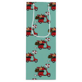 Red Kardinal Lovers on Scooter Geschenktüte Für Weinflaschen (Vorderseite)