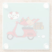 Red Kardinal Lovers on Scooter Glasuntersetzer (Rückseite)