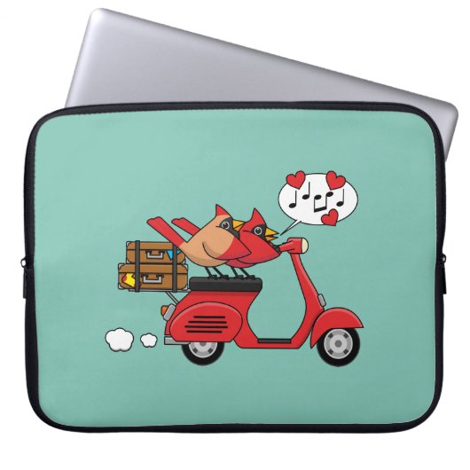 Red Kardinal Lovers on Scooter Laptopschutzhülle (Vorderseite)