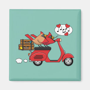 Red Kardinal Lovers on Scooter Magnet