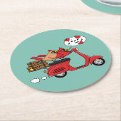 Red Kardinal Lovers on Scooter Runder Pappuntersetzer (Angewinkelt)