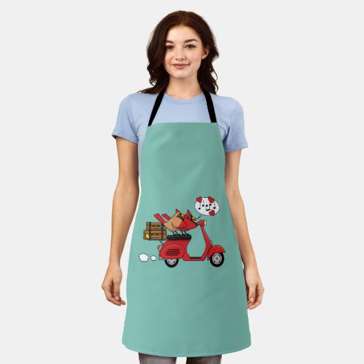 Red Kardinal Lovers on Scooter Schürze (Getragen)