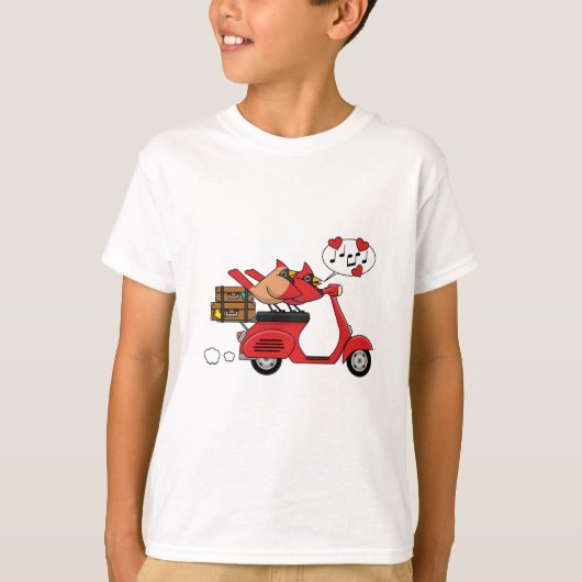 Red Kardinal Lovers on Scooter T-Shirt (Vorderseite)