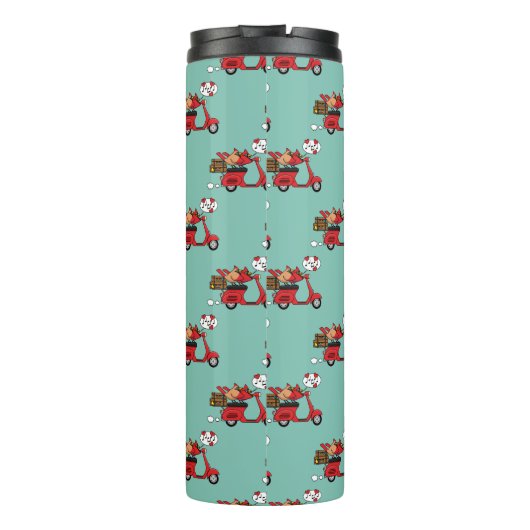 Red Kardinal Lovers on Scooter Thermosbecher (Rückseite)