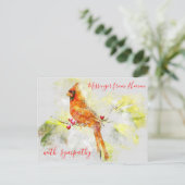 Red Kardinal Messenger von Watercolor aus dem Himm Postkarte (Stehend Vorderseite)