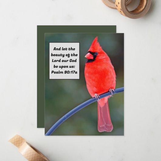 Red Kardinal Note Card Danke Valentines Bird Mitteilungskarte (Vorderseite/Rückseite Beispiel)