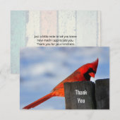 Red Kardinal on Wooden Stump Vielen Dank Dankeskarte (Vorne/Hinten)