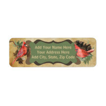 Red Kardinal Pine Cones Holiday Address Labels
