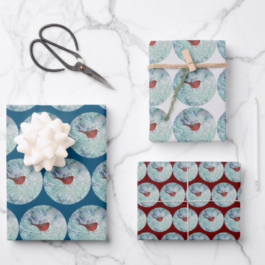 Red Kardinal Snow Winter Art Wrapper Papier (Vorderseite)