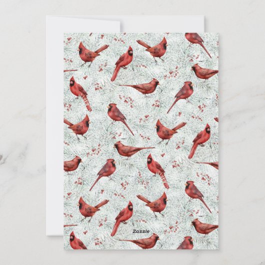 Red Kardinal Snowy Pine Branch Weihnachten (Rückseite)