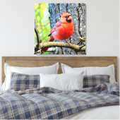 Red Kardinal Summer Square Print Leinwanddruck (Insitu (Schlafzimmer))