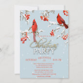 Red Kardinal Tree Branches Weihnachten Einladung (Vorderseite)