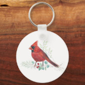Red Kardinal Watercolor Art Schlüsselanhänger (Vorderseite)