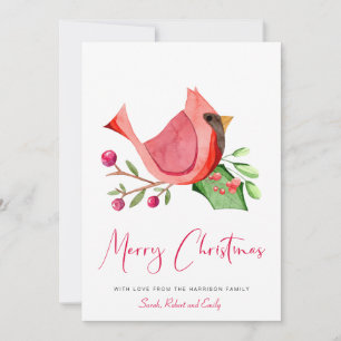 Red Kardinal Watercolor Minimal Frohe Weihnachten