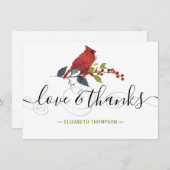 Red Kardinal Watercolor Monogram Liebe & Danke (Vorne/Hinten)