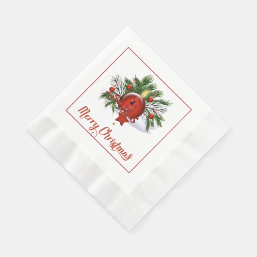 Red Kardinal Weihnachtsbuch Napkin Serviette (Ecke)
