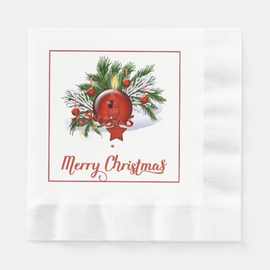Red Kardinal Weihnachtsbuch Napkin Serviette (Vorderseite)