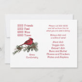 Red Kardinal Wreath Christmas Pot Luck Supper Einladung (Rückseite)