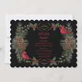 Red Kardinal Wreath Christmas Pot Luck Supper Einladung (Vorderseite)