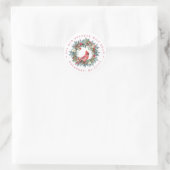 Red Kardinal Wreath Christmas Return Address Label Runder Aufkleber (Tasche)
