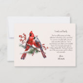 Red Kardinals Berries Birthday Dankeskarte (Vorderseite)