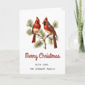 Red Kardinals Couple Frohe Weihnachtskarte Feiertagskarte (Vorderseite)