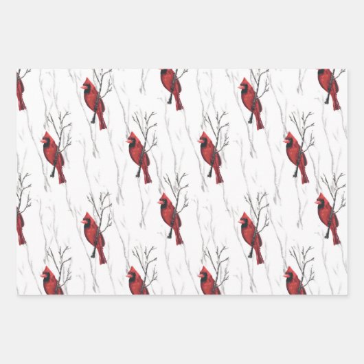 Red Kardinals Holiday Geschenkpapier Set (Vorderseite 2)